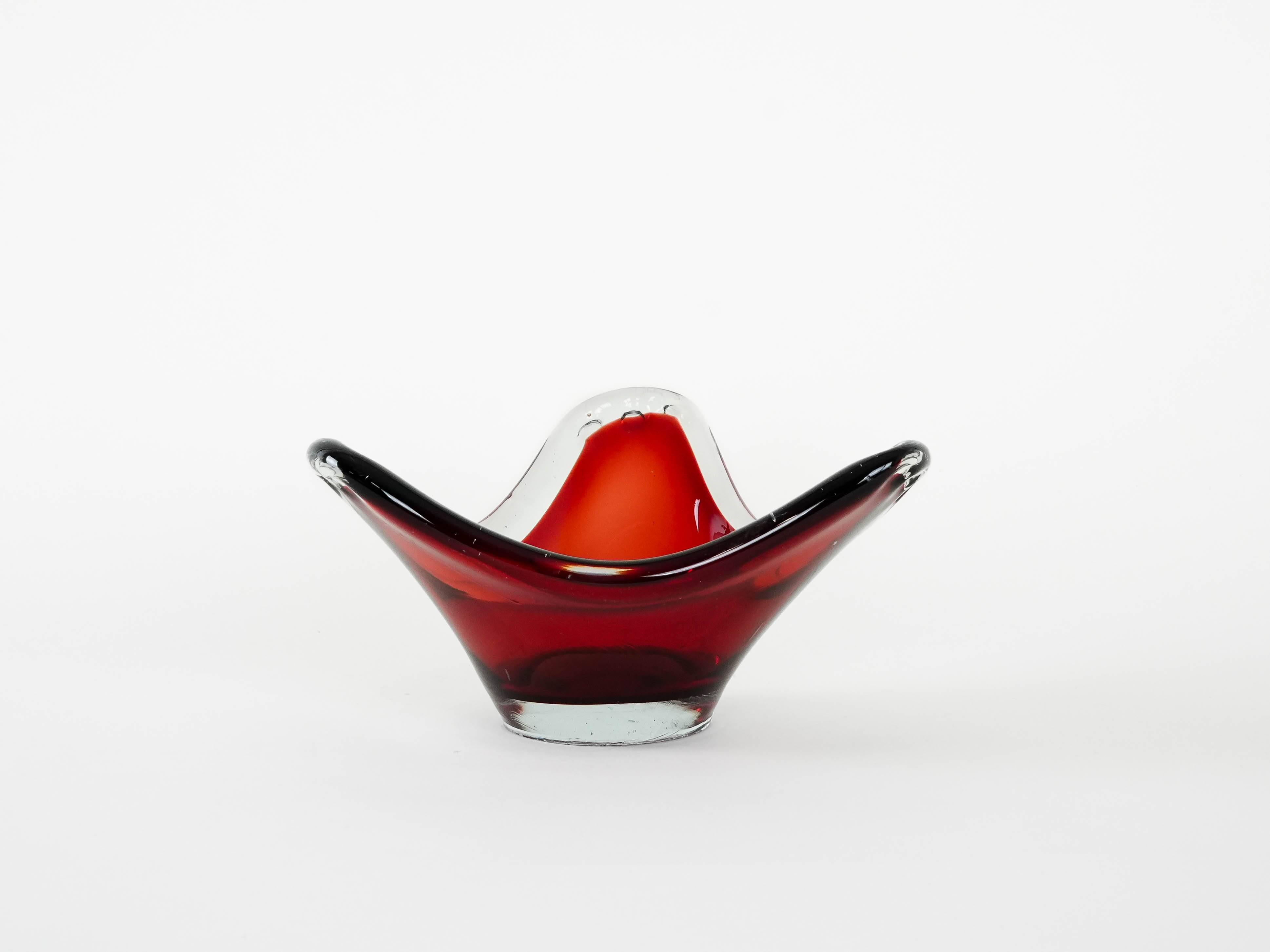 Ruby platter, Murano glass, Italian design, 1960s, made in Italy