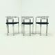 Set of 3 Chromed Steel Dining Chairs, France 1970s