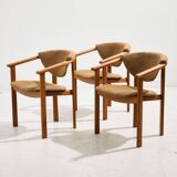 Fauteuil en hêtre et cuir, 1970