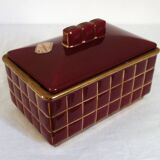 Art Deco box in burgundy ceramic art Poët Laval