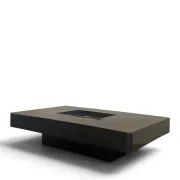 Black and blue marble coffee table with chrome base, designed by Willy Rizzo.