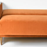 Original foldable couch, russet velvet, restored, 1960s