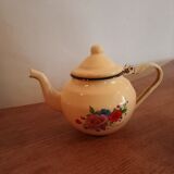 Enameled teapot and sugar bowl