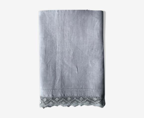 Drap ancien en pur lin lavé teinté en gris silex