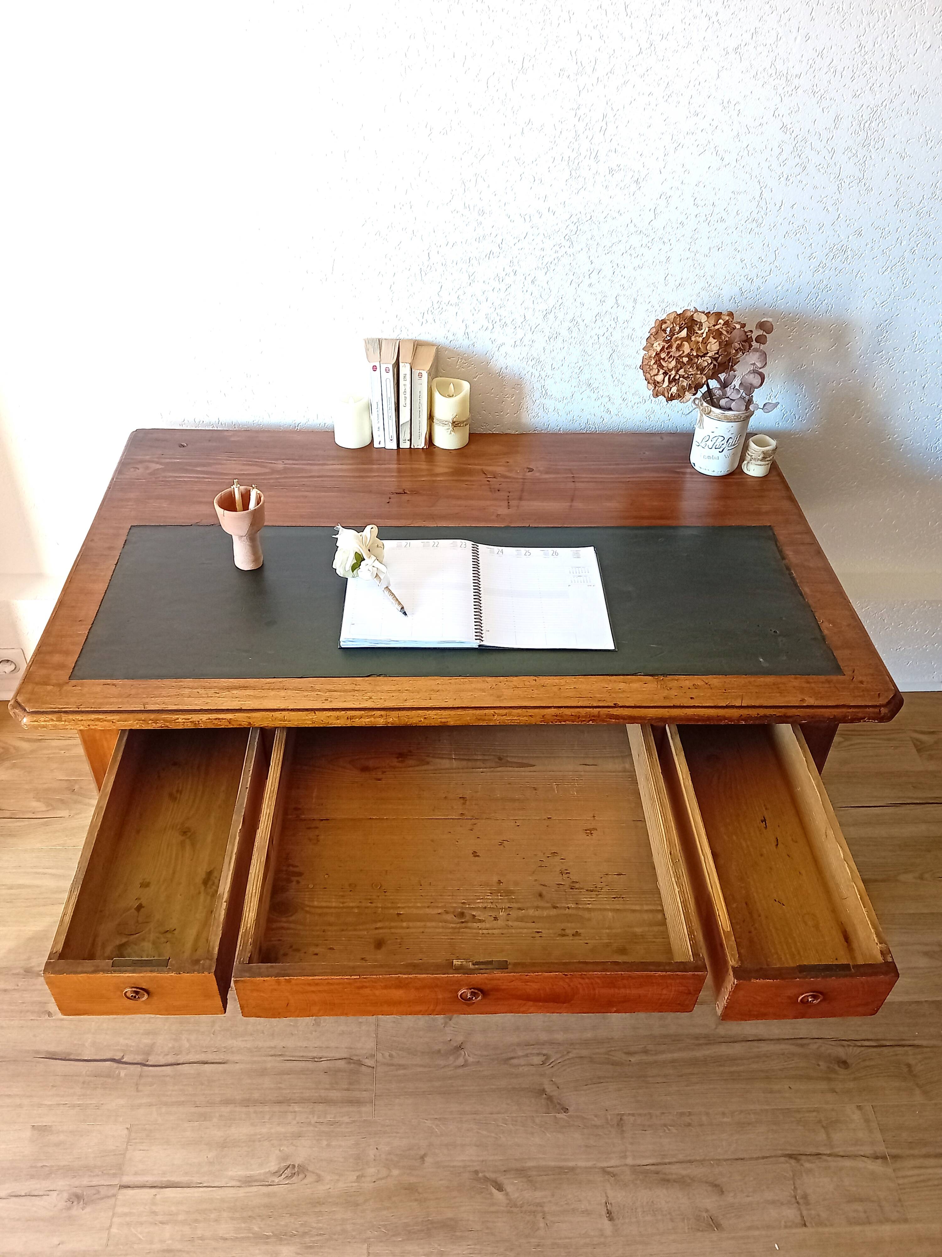 Grand bureau bois & cuir