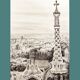 CHARCOAL DRAWING OF BARCELONA VIEW OF PARK GUELL. CITYSCAPE OF BARCELONA.