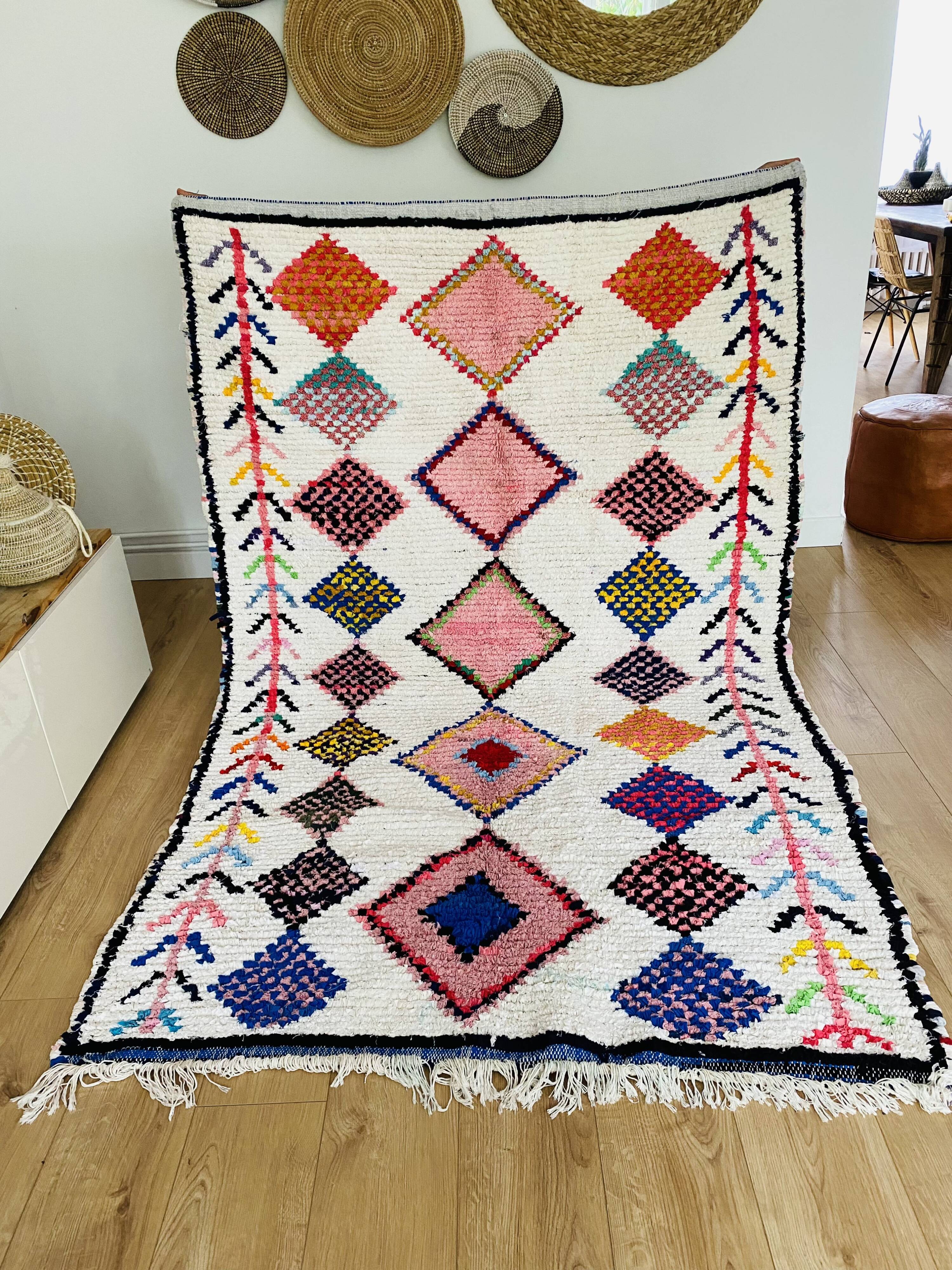 Berber carpet Boucherouite diamonds 138x230