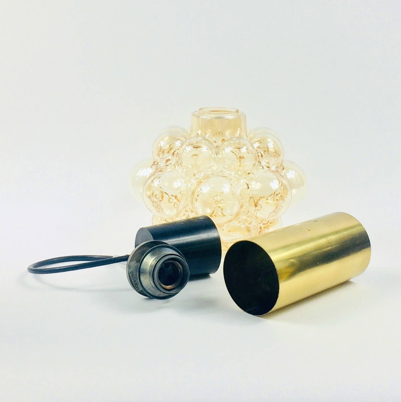 Mid-Century Modern Amber Bubble Glass Ceiling Light by Helena Tynell for Limburg, Germany, 1960s