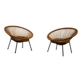 Pair of rattan armchairs, circa 1960-1970