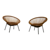 Pair of rattan armchairs, circa 1960-1970