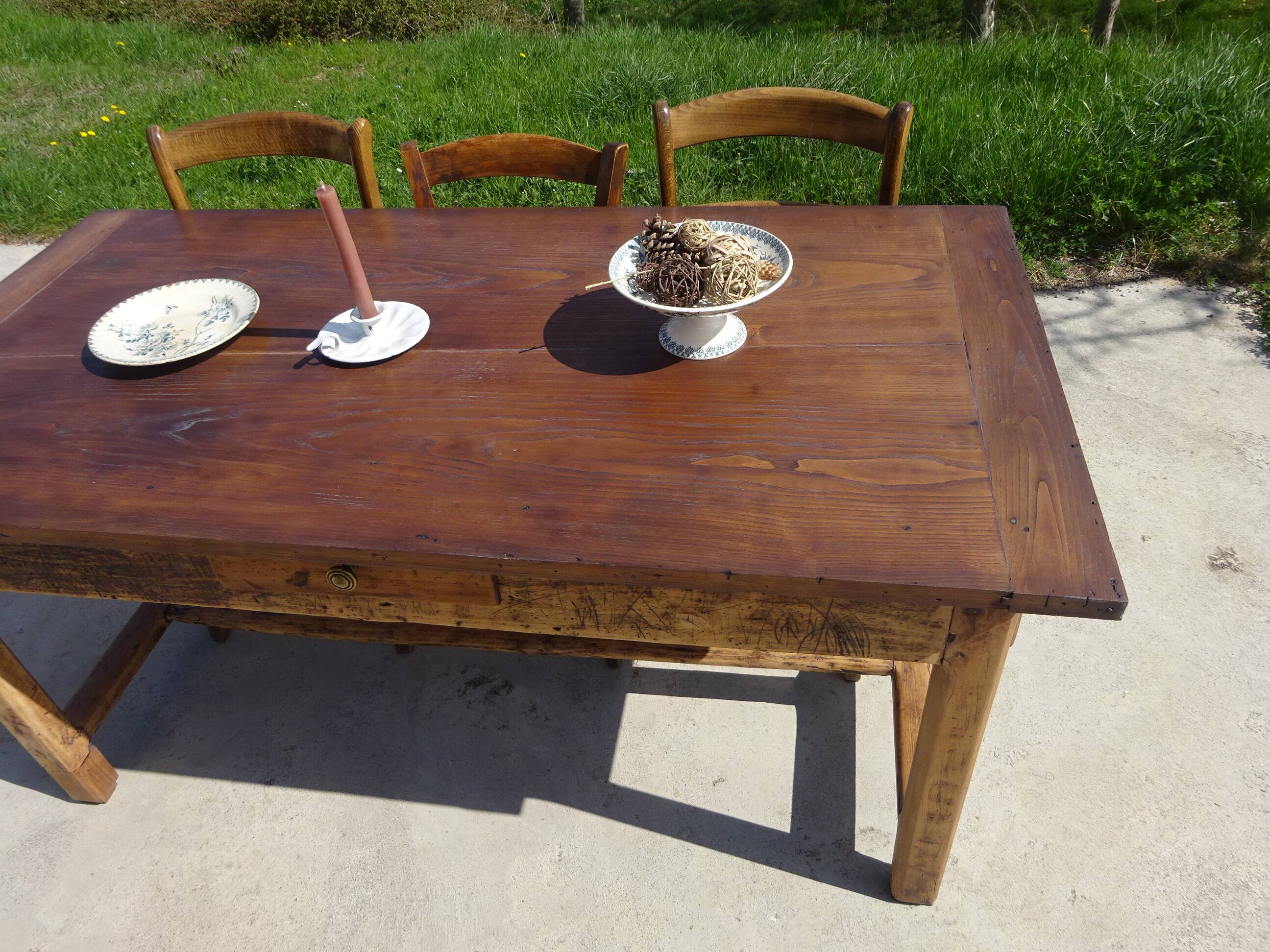 Ancienne table de ferme en chêne massif