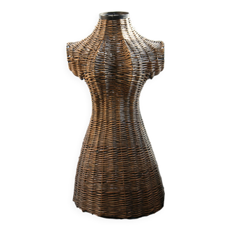 Vintage Rattan Bust Mannequin