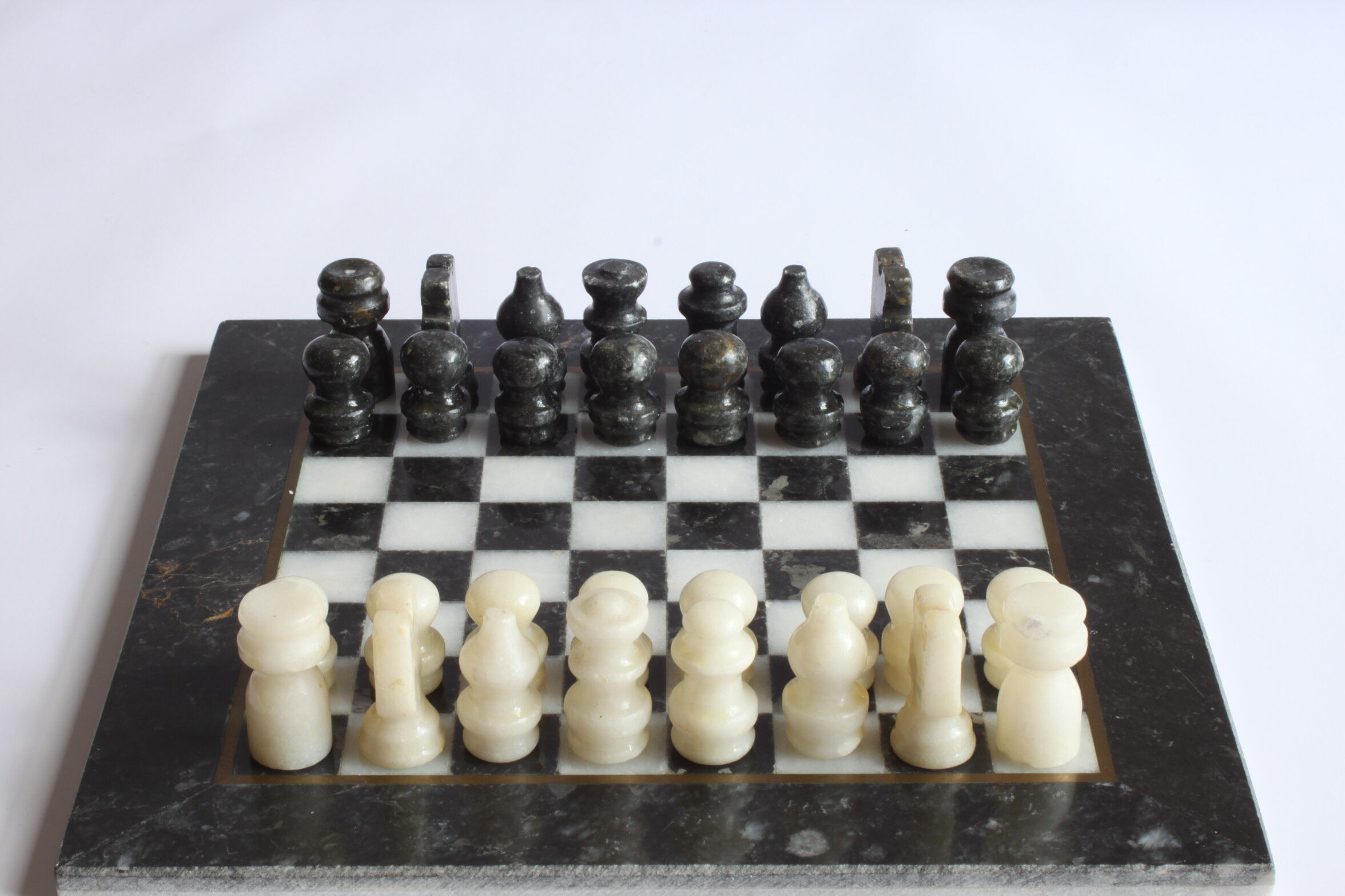 Marble and alabaster chess set, 1970s.