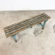 Light blue painted wooden farmhouse bench