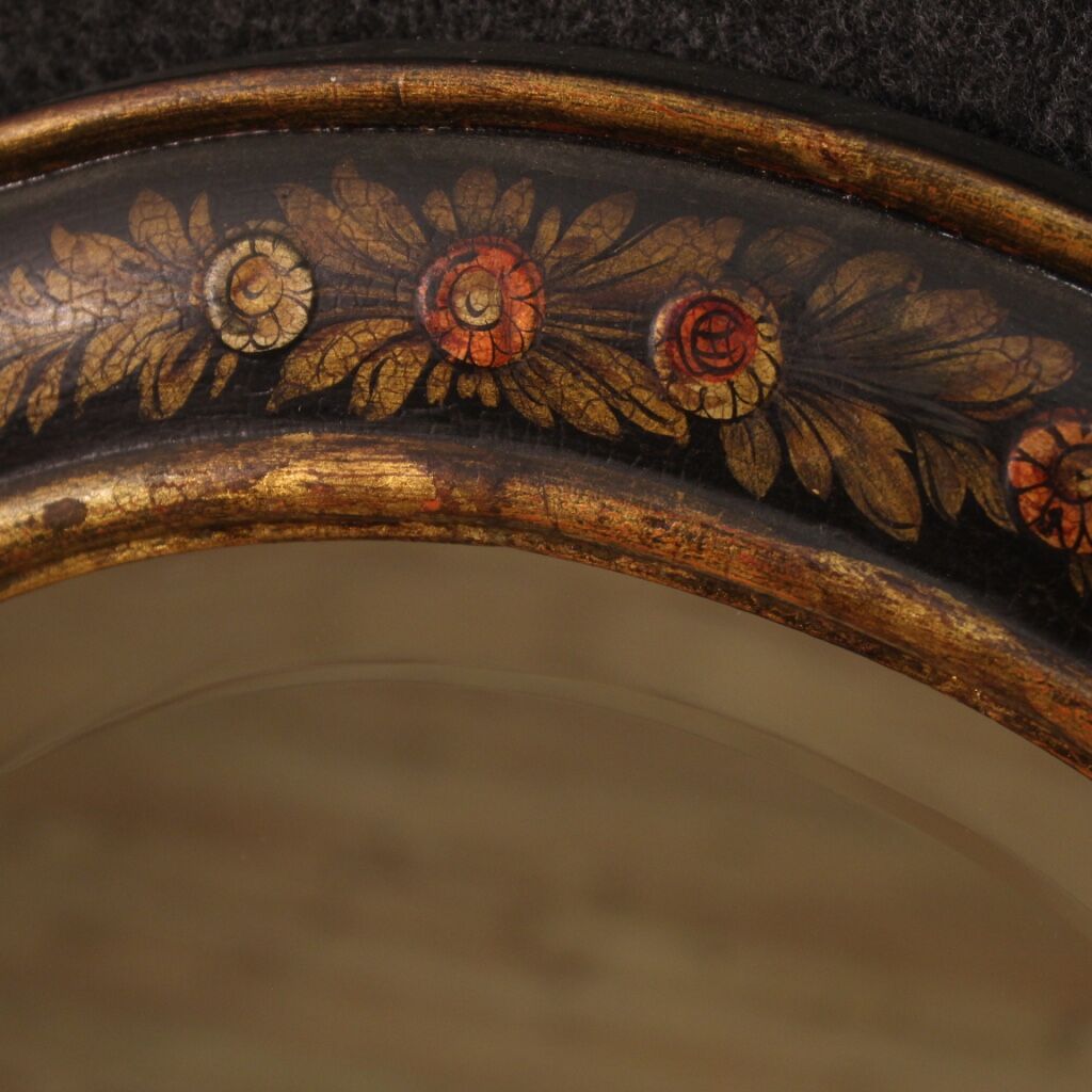 English mirror chinoiserie lacquered, gilded and painted