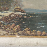 Huile sur panneau signée reinhard paysage bord de mer