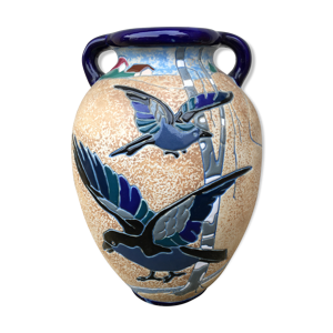 Vase décor oiseaux