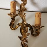 classic style wall lamp, Louis XV in gilded metal in bronze or brass effect candle holder and candlestick