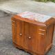 Art Deco bedside table in solid oak and marble from the 1930s.