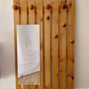 cloakroom coat rack mirror in blond pine 70s-80s
