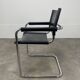 Black and chrome leather cantilever armchair