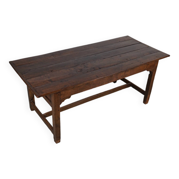 Table de salle à manger de ferme rustique française du 19ème siècle en chêne antique