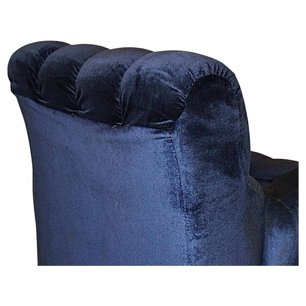 Italian Modern Blue Velvet Armchair