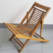 Chaise longue enfant en bambou & hêtre vintage 1950