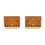 Pair of bedside tables elm magnifying glass 1970s