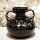 Black and silver glass vase signed hem, michel herman, circa 1930