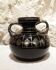 Black and silver glass vase signed hem, michel herman, circa 1930