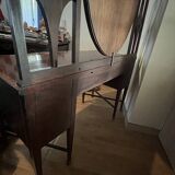 Louis XVI style dressing table – marquetry, oval mirror.