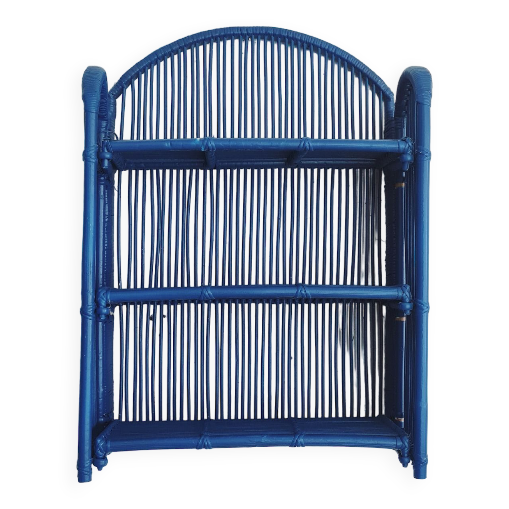 Vintage shelf in Klein blue rattan