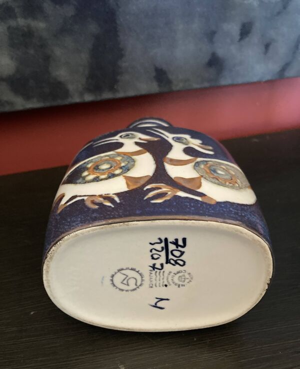 Vase danois 1960 Baca Line à décor d'oiseaux