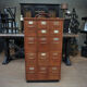Office furniture has oak drawers 1950 brass handles and label holders