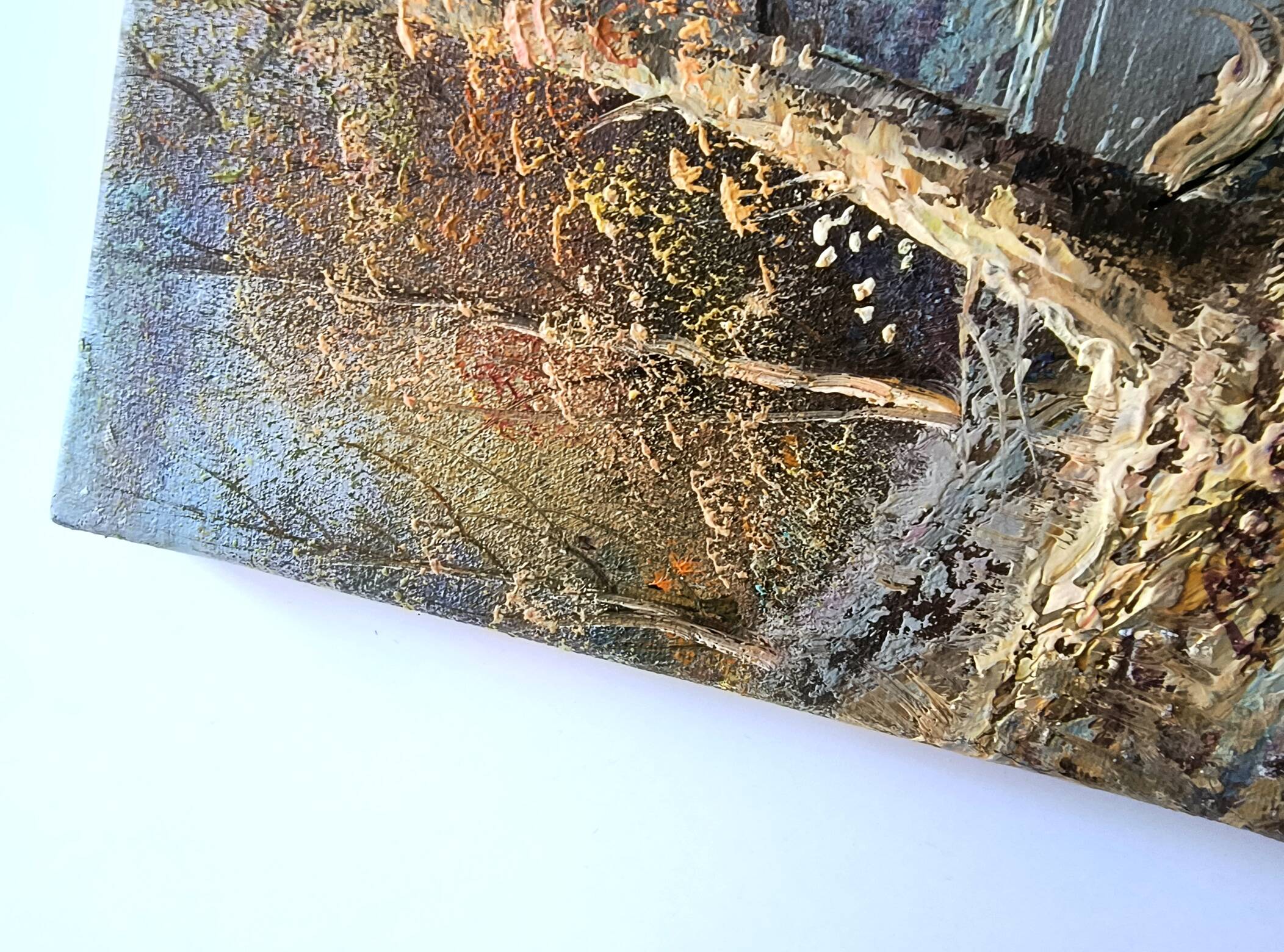 Antique oil painting – Lakeside – nature and tranquility