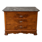 French Louis-Philippe style commode in walnut burl.