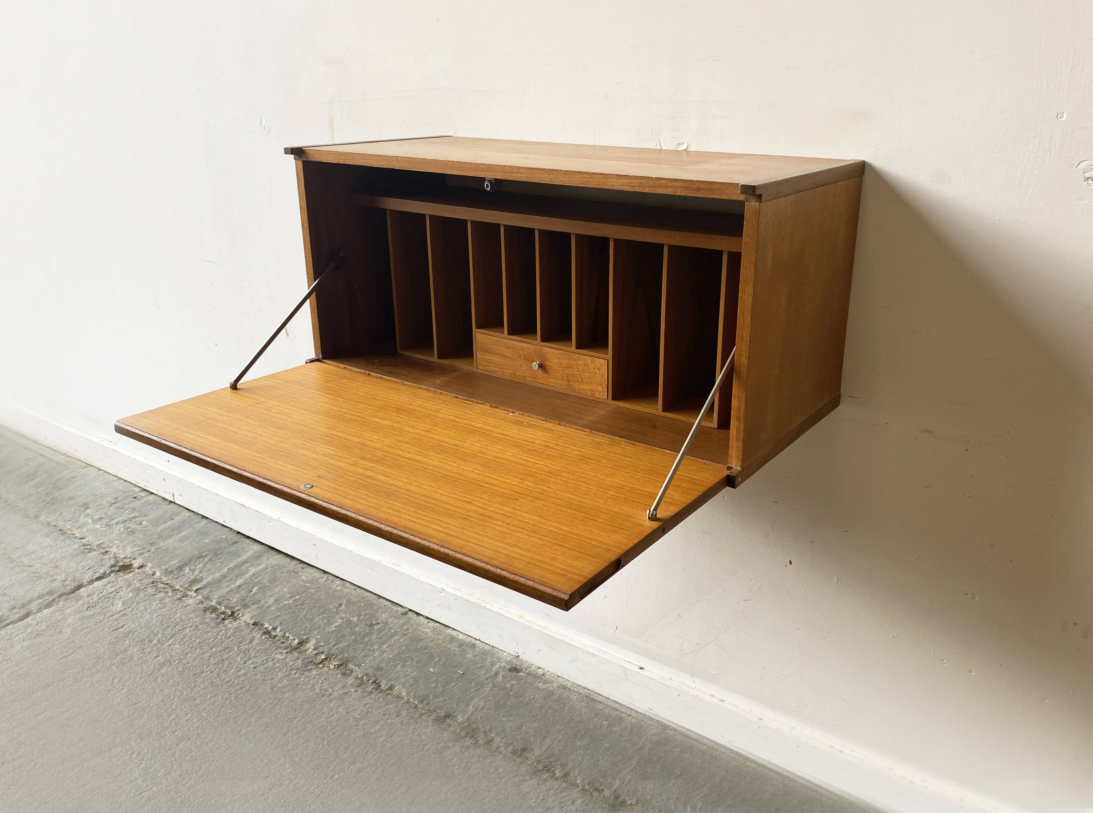 Mid-Century Modern wall mounted desk unit by Beaver and Tapley