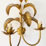 Golden palm leaf sconce