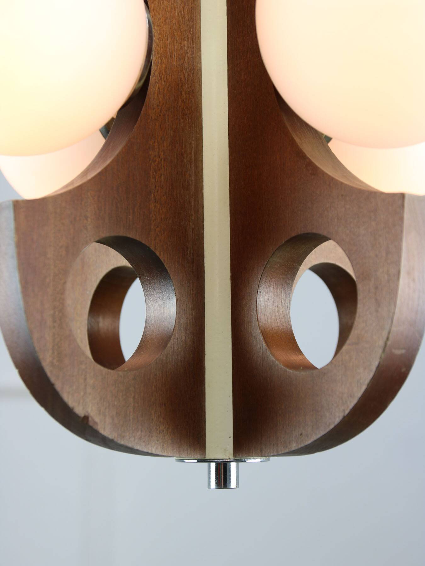 Mid-Century Scandinavian Chrome & Opaline Chandelier, 1960s