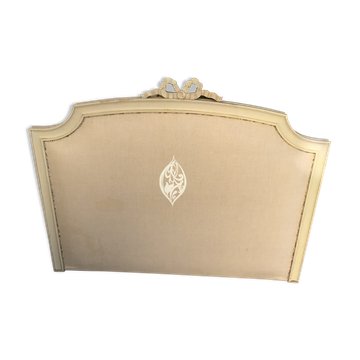 Patinated wood and linen headboard