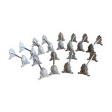 Series of 12 monogrammed silver metal knife holders