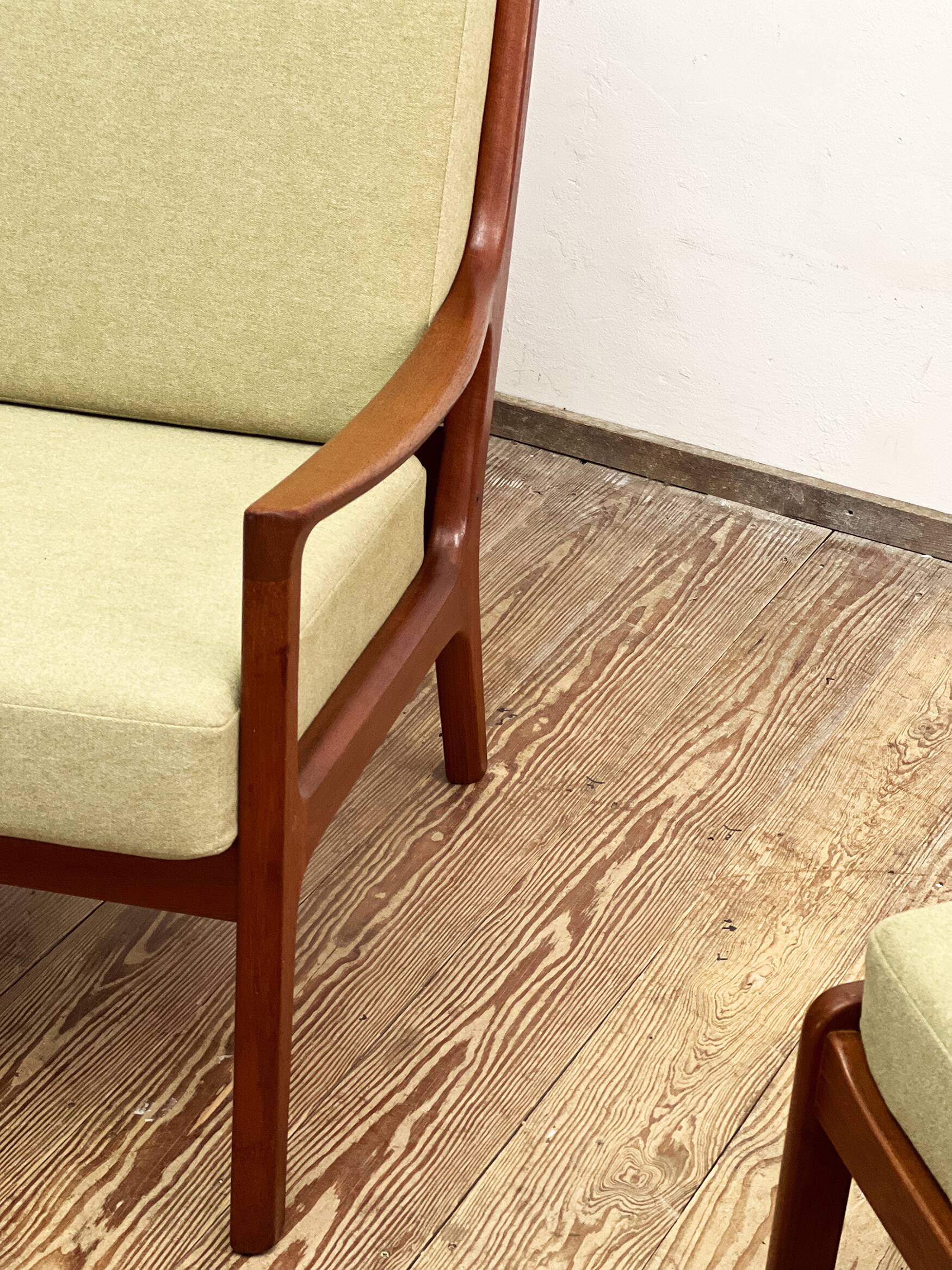 Danish Mid-Century  Lounge Chair and Stool by Ole Wanscher for Poul Jeppensens, Senator Series