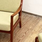Danish Mid-Century  Lounge Chair and Stool by Ole Wanscher for Poul Jeppensens, Senator Series