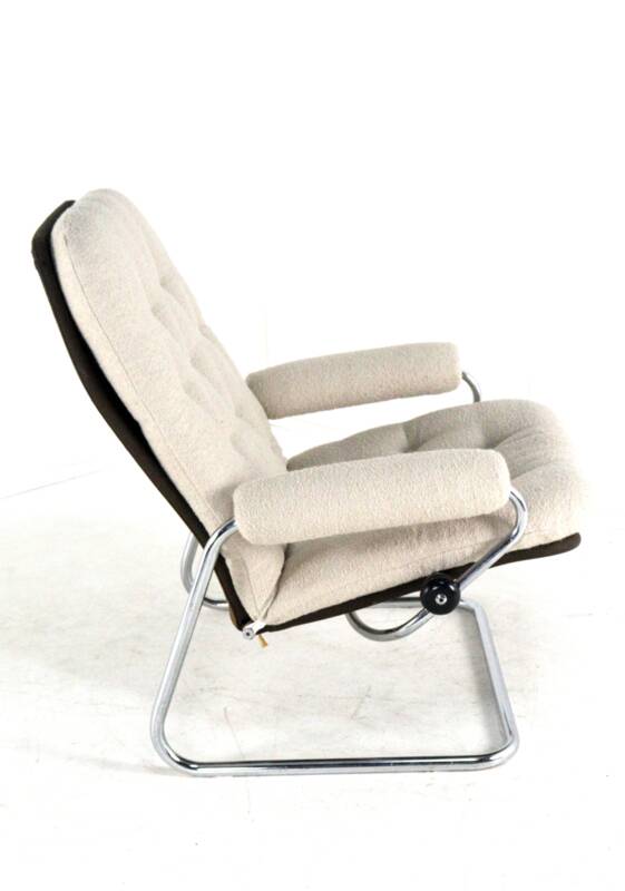 Ekornes Stressless 1970s armchair - very rare early model - new upholstered