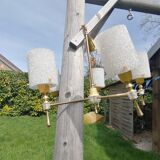 Chandelier perspex granite 1960 suspension doree