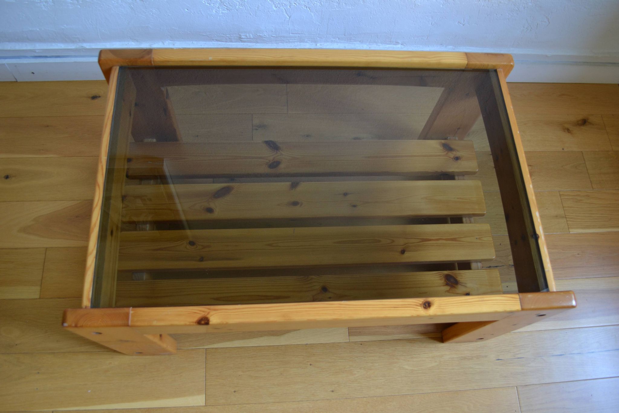 Table basse bois et verre