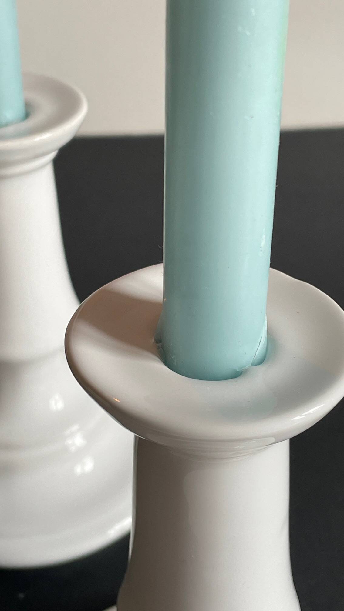 Antique White Ceramic Candlesticks