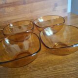 Set of 4 vintage amber glass bowls by Vereco.