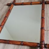 Old large retro bamboo mirror Dimensions: 77 x 62
